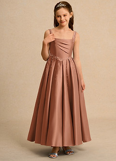 Azazie Mochi Girl Flower Girl Klänningar Klä Balklänning i Matt satäng Plisserad image5