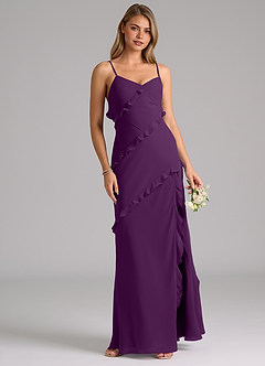 Azazie Nancie Bridesmaid Dresses Grape Mermaid Ruched Chiffon Dress image4