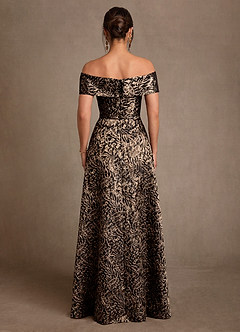 Azazie Jossie Suknie dla Matki Panny Młodej Linia A Zza ramienia Żakard Długość podłogi Sukienka image2