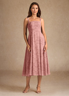 Azazie Lorain Abiti per la Madre della Sposa Abito A-Line in Burnout Floreale Plissettato Rosetta image9