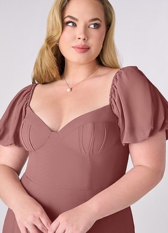 Barbie ♥ Azazie Bridesmaid Dresses Desert Rose A-Line Pleated Chiffon Dress image10