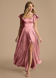 Azazie Bondi Bridesmaid Dresses Rosette A-Line Bow Metallic Satin Dress image6