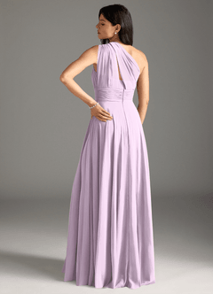 Azazie Charlize Vestidos de madrinha de casamento Vestido Lilás Fosco de Chiffon de Linha A com Um ombro image2