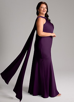 Azazie Kinsley Brautjungfernkleider Meerjungfrau-Linie Seitliche Cut-Outs Stretch-Satin Kleid Traube image10