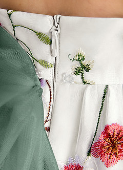 Azazie Peppa Flower Girl Dresses Ivory Eucalyptus A-Line Sweetheart Neckline Tulle Dress image7