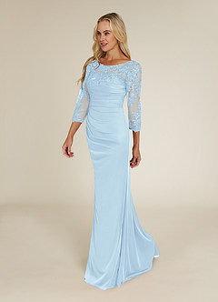 Azazie Alisondra Mother of the Bride Dresses Sky Blue Sheath Scoop Lace Lace Dress image3