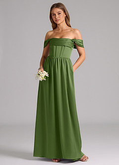 Azazie Hattie Bridesmaid Dresses Juniper A-Line Corset Stretch Satin Dress image5