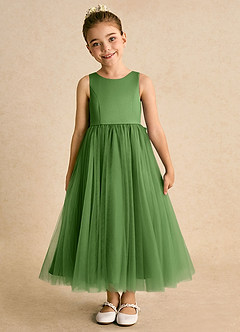 Azazie Solia Robe Demoiselle D'honneur Fillette Robe Princesse en Tulle Arc Basilic image3