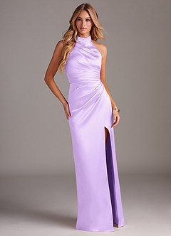 Azazie Jemma Brautjungfernkleider Etui Plissee Stretch-Satin Kleid Flieder image3