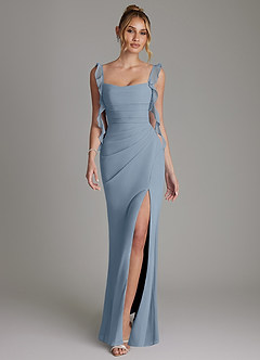 Azazie Jessamine Abiti da Damigella Abito Sirena in Chiffon Corsetto Blu Polveroso image1
