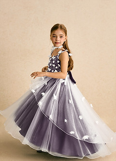 Azazie Darlina vestidos de niña de las flores Vestido de Marfil Ciruela de Tul de Princesa con Encaje image3