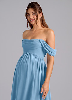 Azazie Saige vestidos de dama de honor de maternidad Vestido de Corte En A Plisado Hasta el suelo Gasa image6