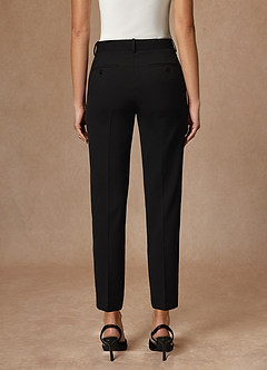 front Victoria Black Refined Weave Full Length Dress Pants