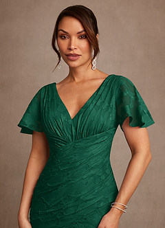 Azazie Jolene Mère de la mariée Robes Robe Sirène en Blumen-Burnout Plissé émeraude image5