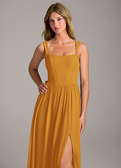 Azazie Rosaline Brautjungfernkleider A-Linie Seitliche Cut-Outs Chiffon Kleid Butterscotch image2
