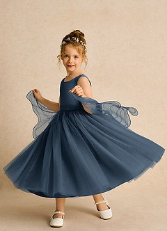 Azazie Pear Flower Girl Dresses Neptune Ball-Gown Bow Tulle Dress image2