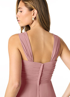 Azazie Kaitlynn Bridesmaid Dresses Dusty Rose Empire Ruched Chiffon Convertible Dress image7