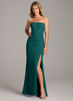 Azazie Chantel Bridesmaid Dresses Peacock Sheath Strapless Chiffon Convertible Dress image3