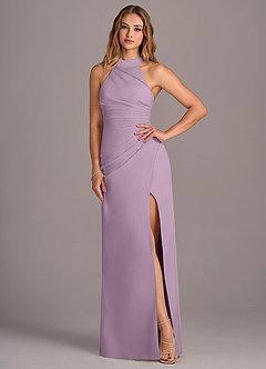 Azazie Jemma Robes de demoiselle d'honneur Robe Fourreau en Mousseline de soie Plissée Glycine image4