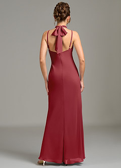 Azazie Cassiana Bridesmaid Dresses Pomegranate Mermaid Pleated Chiffon Dress image6
