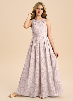 Azazie Bibiane Junior Abito A-Line in Burnout Floreale Plissettato Rosa Rossore image6