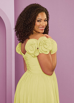 Barbie ♥ Azazie Bridesmaid Dresses Lemon Sorbet A-Line Off the Shoulder Chiffon Convertible Dress image21