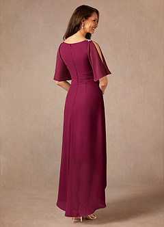 Azazie Pascual Mother of the Bride Dresses Burgundy A-Line Pleated Chiffon Dress image2