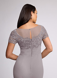 Azazie Susan Abiti per la Madre della Sposa Abito Tubino in Crepe Elasticizzato Pizzo Dusk image5