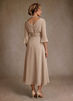 Azazie Aerynne Mother of the Bride Dresses Taupe A-Line Pleated Chiffon Dress image2
