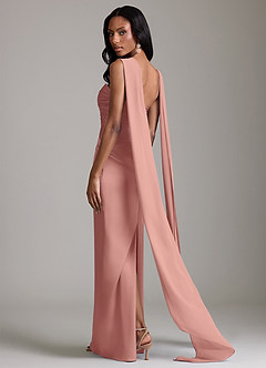 Azazie Sonora Vestidos de damas de honor Vestido de Rosetón de Satén Elástico de Corte Recto con Sin tirantes image2