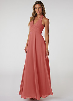 Azazie Tessie Jurken voor bruidsmeisjes Jurk van Chiffon met A-Lijn V-hals geplooid Antieke Roos image3