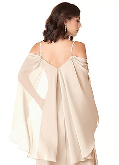 Azazie Cienna Bridesmaid Dresses White Alabaster A-Line Long Sleeve Chiffon Dress image3