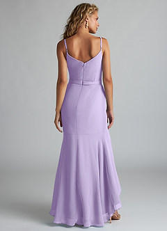 Azazie Summer Bridesmaid Dresses Lilac Mermaid Scoop Cowl Chiffon Dress image2