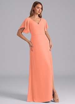 Azazie Ambrosia Bridesmaid Dresses Sunset A-Line Pleated Chiffon Dress image4