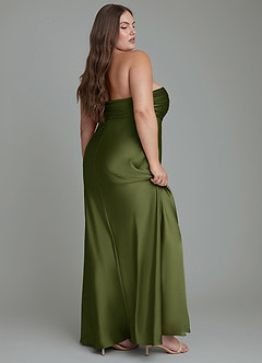 Azazie Saylor Bridesmaid Dresses Olive Mermaid Strapless Stretch Satin Dress image12