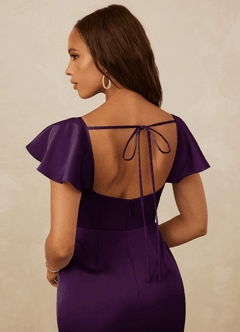Christian Siriano Bridal for Azazie 1005 Bridesmaid Dresses Grape Sheath Sweetheart Neckline Stretch Satin Dress image3