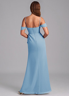 Azazie Johana Bridesmaid Dresses Steel Blue Mermaid Off the Shoulder Chiffon Convertible Dress image2