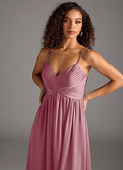 Azazie Alia Bridesmaid Dresses Vintage Mauve A-Line Pleated Stretch Satin Dress image3