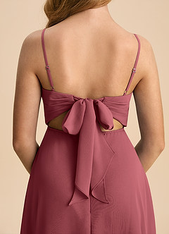 Azazie Shale Junior Merlot A-Line Bow Chiffon Dress image7