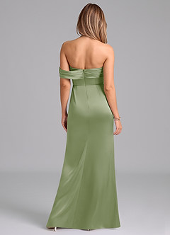 Azazie Lisbeth Jurken voor bruidsmeisjes Converteerbaar Jurk van Stretch Satijn met Zeemeermin Off the Shoulder Stoffige Salie image7