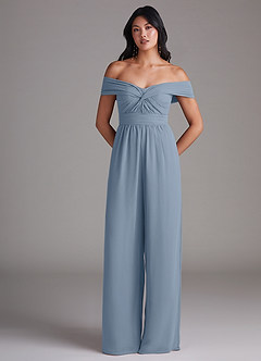 Azazie Lamara Brautjungfernkleider Wandelbar Schulterfrei Chiffon Overall/Jumpsuit Staubblau image3