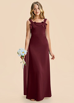 Azazie Chelsea Junior Cabernet Sheath Pleated Stretch Satin Dress image4