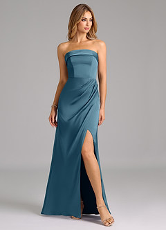 Azazie Aretha Bridesmaid Dresses Bermuda A-Line Strapless Stretch Satin Convertible Dress image5
