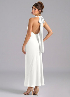 Azazie Velli Bridesmaid Dresses White Mermaid High Neck Chiffon Dress image6