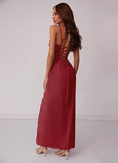 Barbie ♥ Azazie Bridesmaid Dresses Pomegranate Sheath Corset Chiffon Dress image3