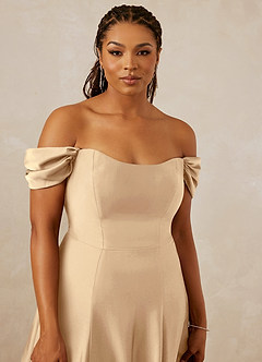 Christian Siriano Bridal for Azazie 1002 Bridesmaid Dresses Off Shoulder Stretch Satin A-line Dress image13