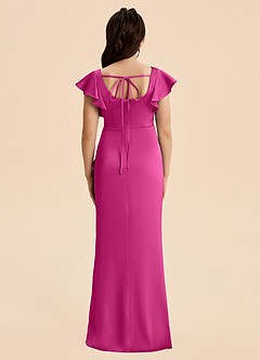 Azazie Demi Junior Vestido de Fucsia de Satén Elástico de Corte Sirena con Lazo image2