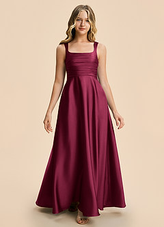 Azazie Azaria Junior A-Linie Plissee Stretch-Satin Kleid Burgund image5