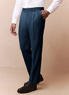 front Owen Azul Marino Oscuro Pantalones de vestir ligeros y a medida