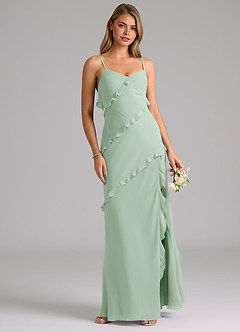 Azazie Nancie Bridesmaid Dresses Agave Mermaid Ruched Chiffon Dress image4